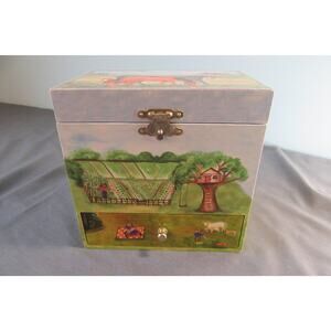 Enchantmints Horse Ranch Music Jewelry Box Farm Scenes Multiple Drawers Mirror
